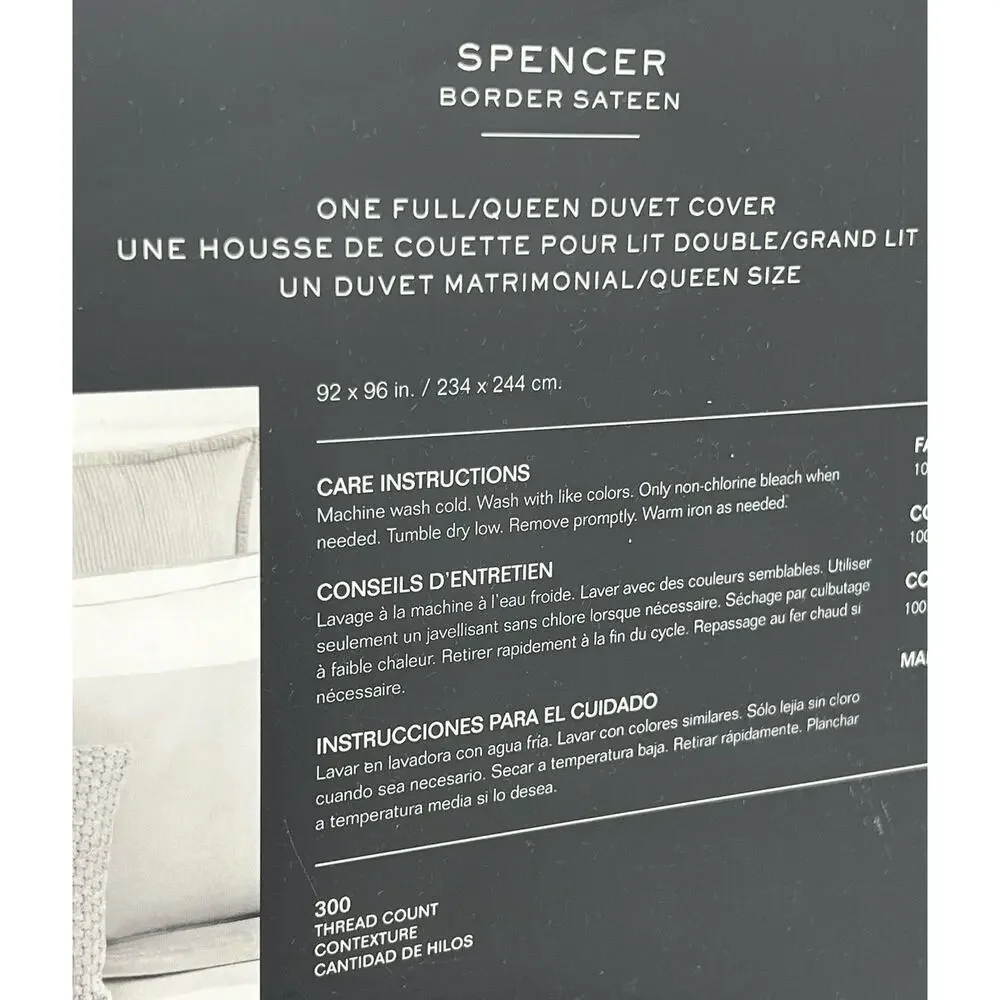 Ralph Lauren Spencer Border Sateen Full/Queen Duvet Cover NAVY White Blue NIP